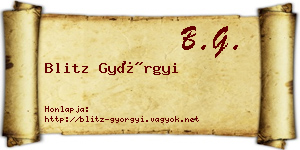 Blitz Györgyi névjegykártya